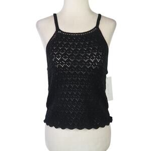 French Connection Black Crochet Knit Tank Top Small NWT